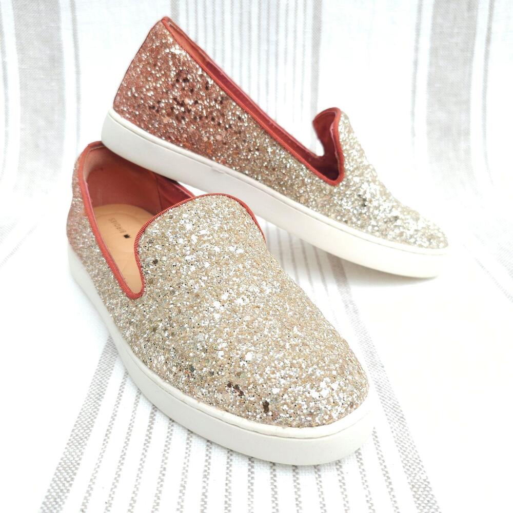Birdies Swift Ombre Glitter Slip On Shoes Womens 6 Rose Gold Wedding Bride Flats